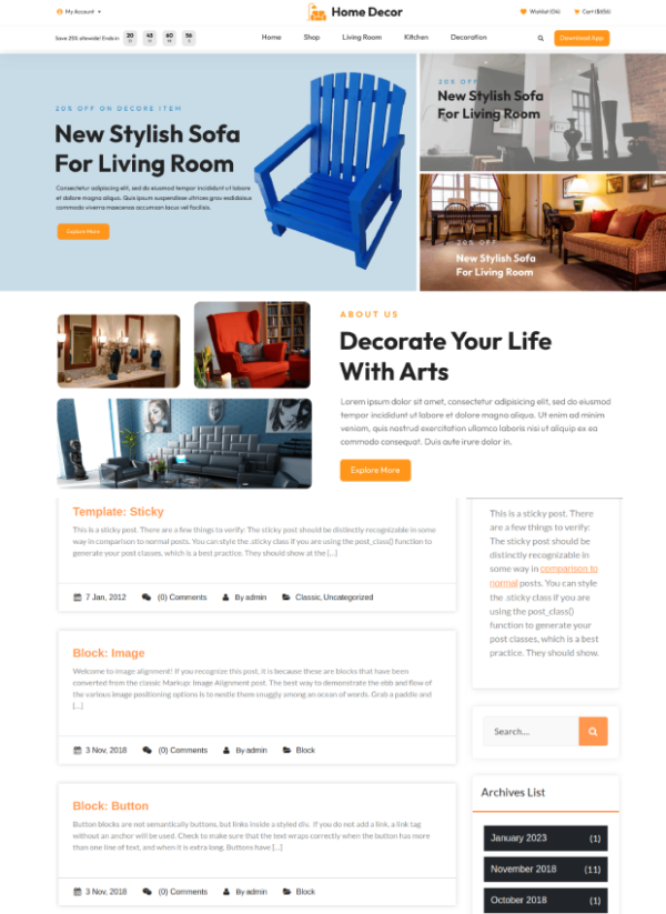 Free Home Decor WordPress Theme